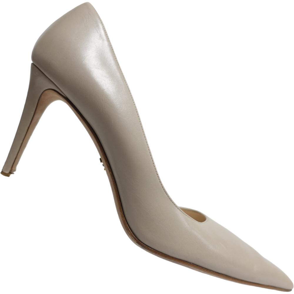 Prada Beige Leather Pointed-Toe Stiletto Pumps